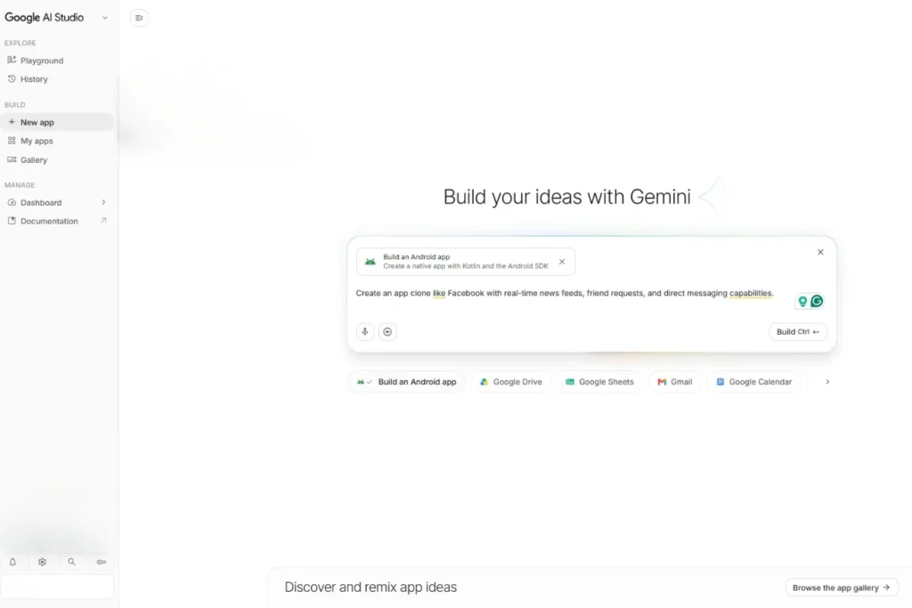 Google AI Studio Build Mode